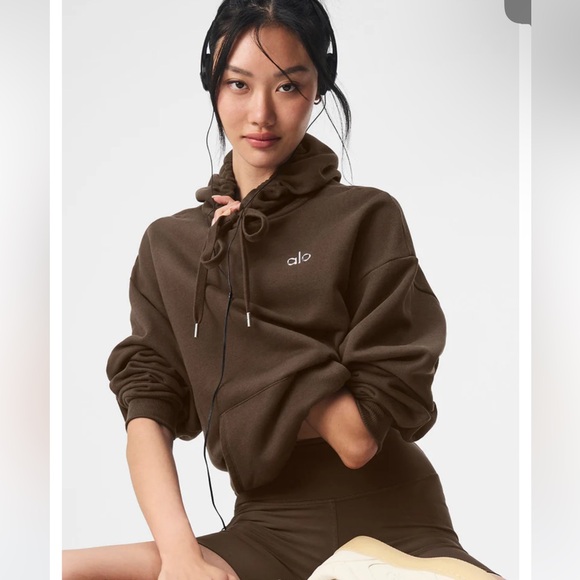 NWT ALO Accolade Hoodie Sweatshirt Espresso Size XS | $148 - Picture 4 of 15